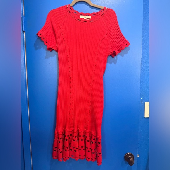 Jonathan Simkhai Vibrant Red Midi Dress - Picture 4 of 14